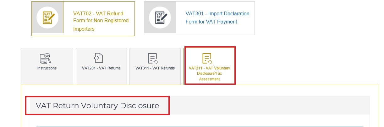 FTA VAT Voluntary Disclosure UAE | VAT Voluntary Disclosure Form 211