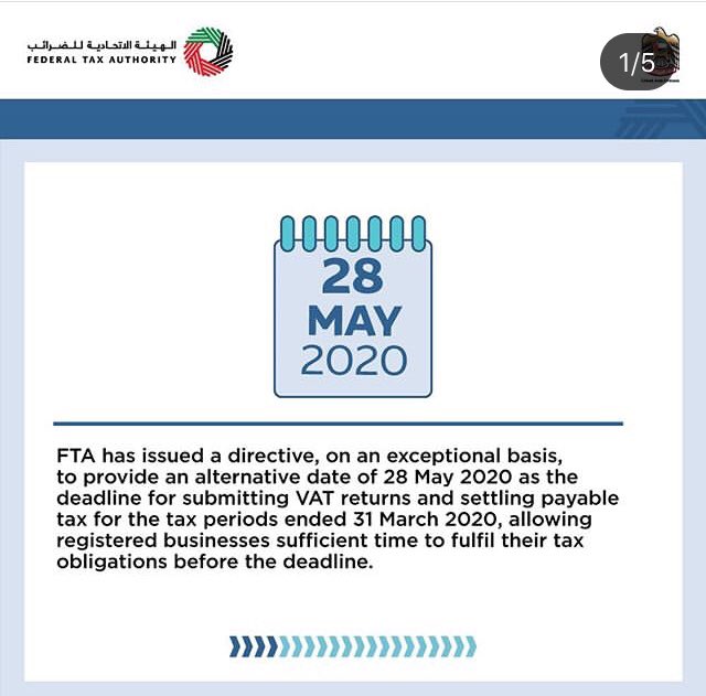 FTA VAT Return Date Extended due to COVID-19 | VAT Return Extension