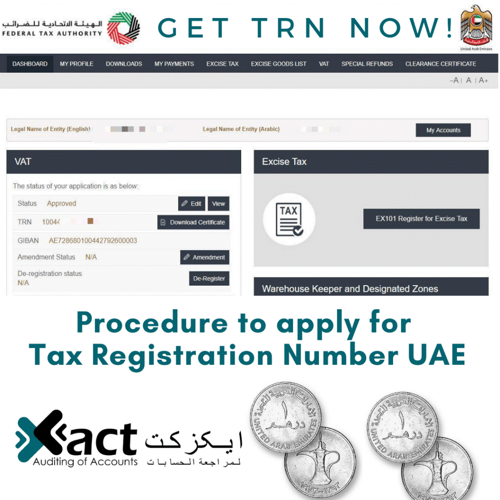 Procedure To Apply For Tax Registration Number (TRN) UAE | Xact Auditing