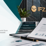 IFZA liquidation report Dubai banner by Xact Auditing, featuring financial documents, audit reports and company closure services.